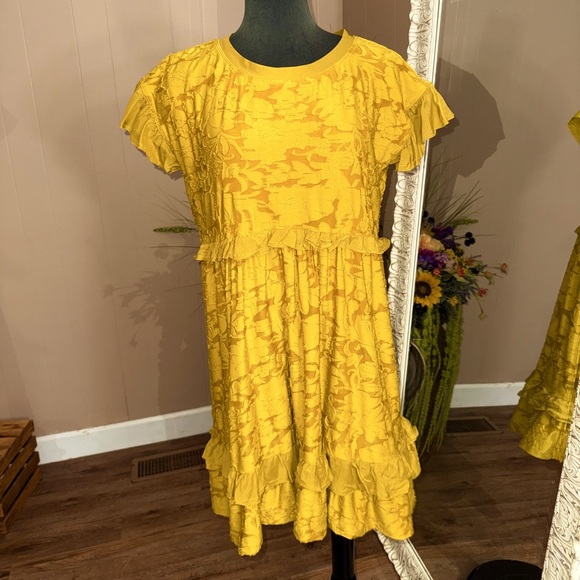 Anthropologie • Playful Floral Ruffle Knit Mini Dress - Picture 10 of 15